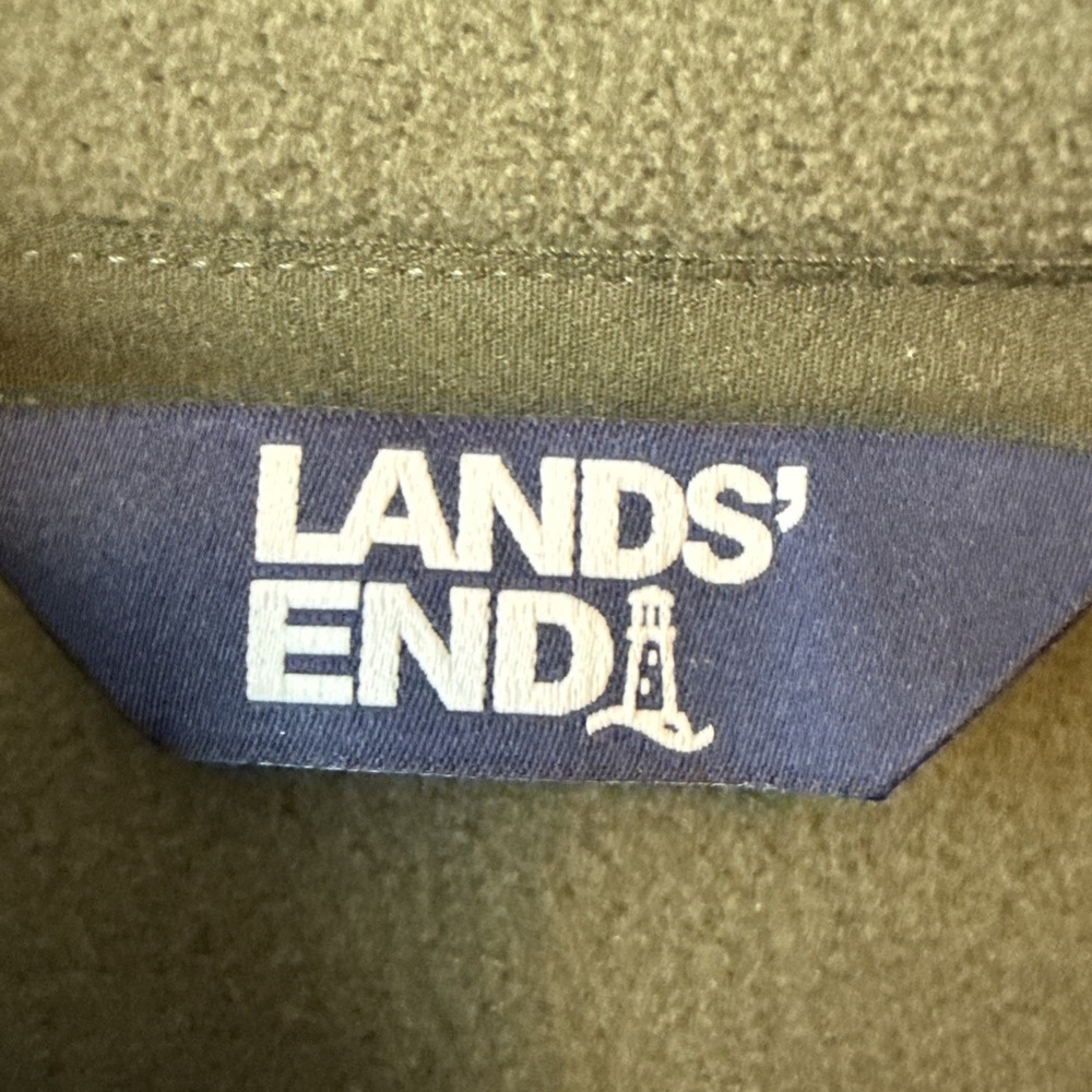 Lands End Fleece 1/4 Zip Pullover Olive Green Jacket 3X Gorpcore Outdoor Comfy - Picture 4 of 11